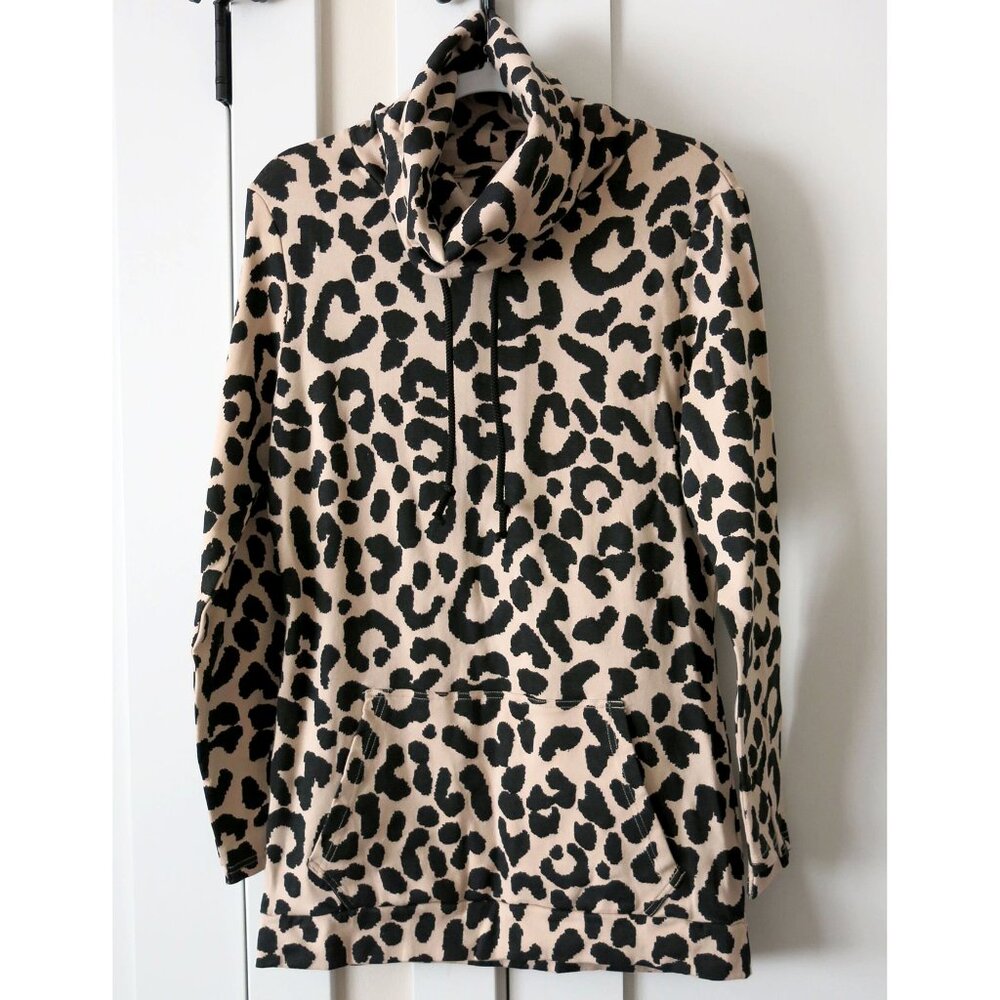 NWT runs small LILY & LOTTIE Leopard Cowl Sweatshirt Tunic XL $54